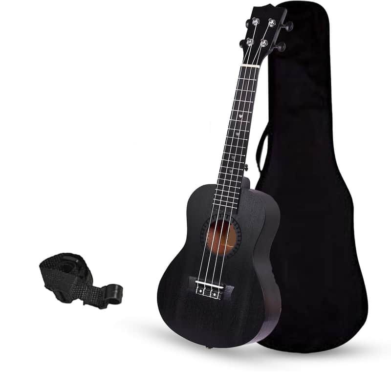 Concert Ukulele 23" Spring Summer Collection of Ukuleles- Matt Finish with Strap & Bag (Raven Black) image 1