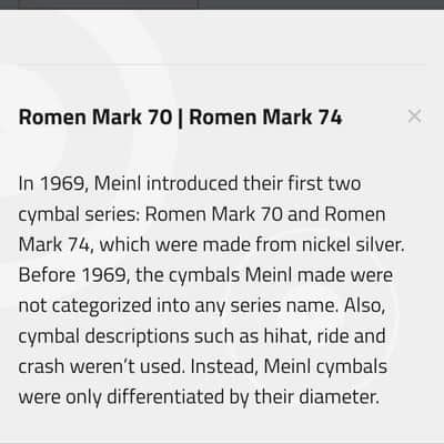 Meinl Romen Mark 70 Hi Hat 15" Very Rare size 60s-70s  - Vintage classic image 15