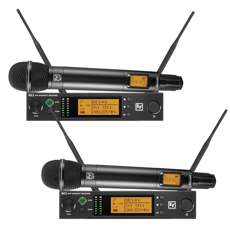 (2) Electro-Voice RE3-ND76 Wireless Handheld Microphone System Bundle image 1