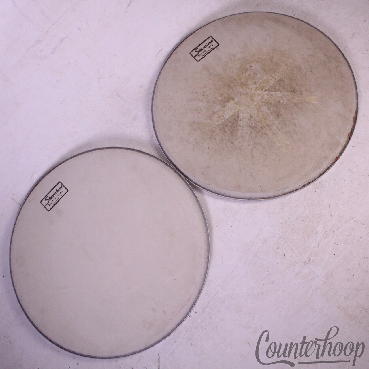 Slingerland 13"Tom Drum Heads 2x Set Batter/Resonant Vintage60s USA White Coated — main photograph