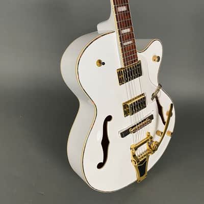 Harley Benton BigTone White Vintage Series Archtop Rockabilly - white image 5