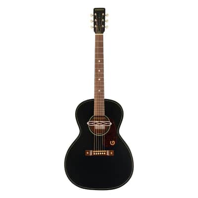 Gretsch Jim Dandy Deltoluxe Concert 6-String Right-Handed Acoustic Guitar with C-Shape Neck and Select Lightweight Laminate Tonewoods X-Braced Body (Black Top) image 1