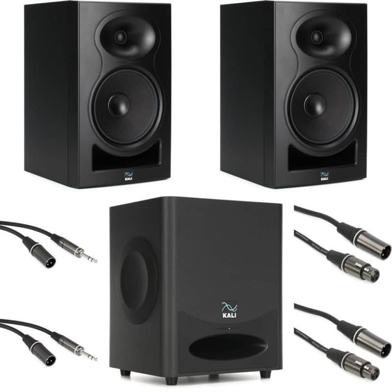 Kali Audio LP-8 V2 8-inch Powered Studio Monitor Pair with WS-6.2 Dual 6.5-inch Powered Subwoofer Bundle 2024 - Black