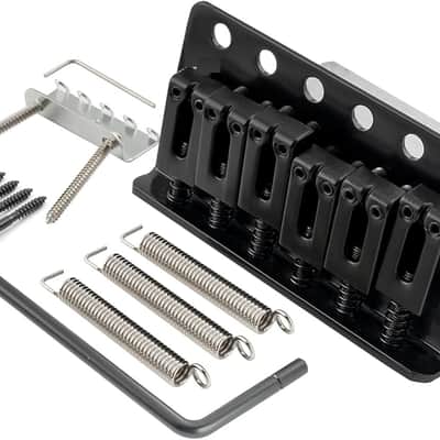 52.5mm(2-1/16 inch) 6-Screw Modern Style Saddle Guitar Tremolo Bridge with Steel Plate 36mm Tremolo Block for Strat Style Electric Guitar, Black image 1