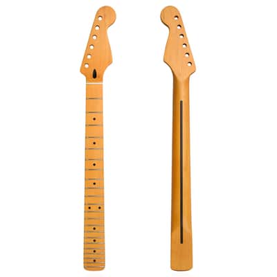 Matte Yellow 22 Fret Electric Guitar Neck, Canadian Maple Handle for ST Style [Peach Wood Tube + Bovine Bone Nut],price include the import duty for US buyer image 5