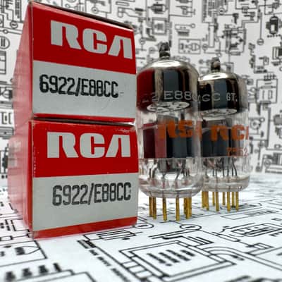 RCA (Mullard) 6922 E88CC (6DJ8) - Gold Pins Black Plates Top Getter Pair image 3