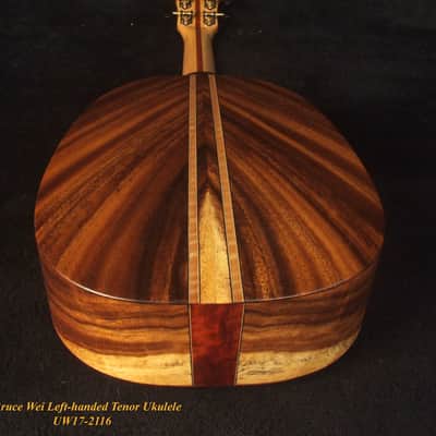 Handmade Left-handed Tenor Ukulele, Solid Acacia Pineapple, Turtle Soundhole Abalone inlay, Soft-bag, Bruce Wei UW17-2116 image 8