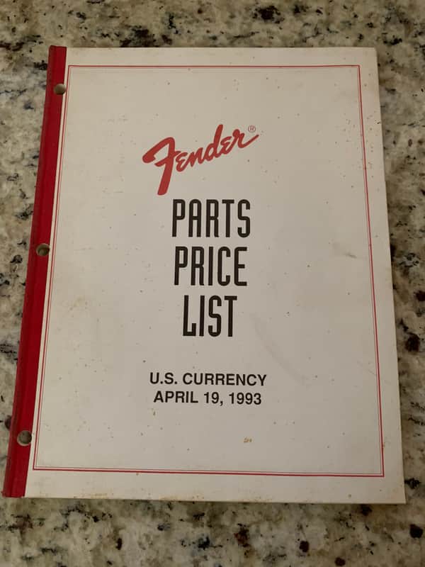 Fender Dealer Parts Price List 1993 image 1
