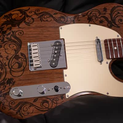 Custom T-Style Floral-carved Walnut, with case, roasted maple neck, Fender hardware, Seymour Duncan pickups 2025 - Gloss (Tru-Oil) image 1