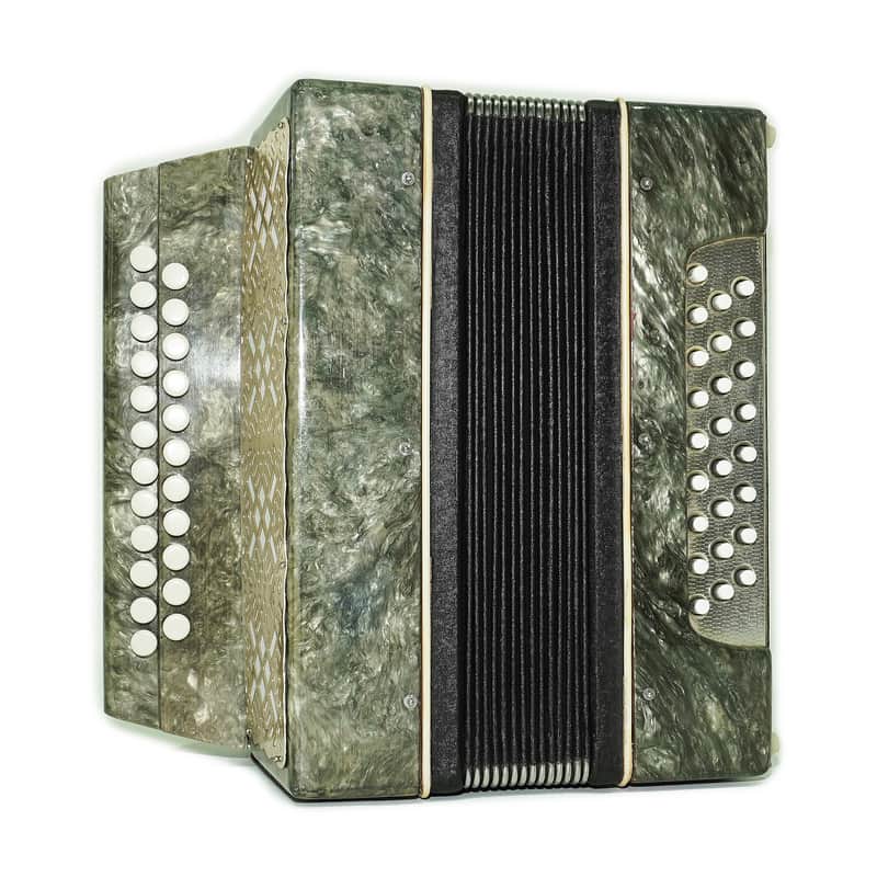 Folk Bayan Garmon Ukraine Marichka, Vintage Button Accordion Harmonica, 23x25 Squeezebox, Old Garmoshka in Tune, 2731 image 1