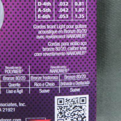 Elixir 11052 Nanoweb 80/20 Bronze Acoustic Guitar Strings - Light (12-53) image 4