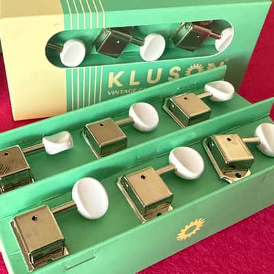 Kluson 6 in line plastic "BUTTERBEAN" Button TUNERS Nickel image 6