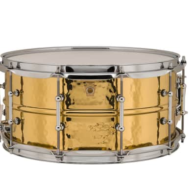 Ludwig LB422BKT Hammered Brass 6.5x14" Snare Drum with Tube Lugs