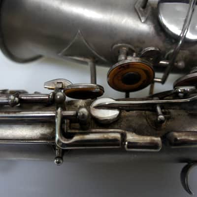 Buescher True-Tone Low Pitch Series IV Alto Sax 1929 Silver (with case) image 15