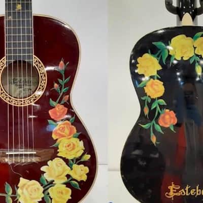 Esteban Spanish Rosas Classical Electronic Acoustic Guitar - Floral image 3