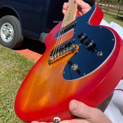Epiphone/Davison shaved maple neck Upgrades/Concept GFS Humbucker blast @ 6 lbs. Melody Maker/LP Red image 14