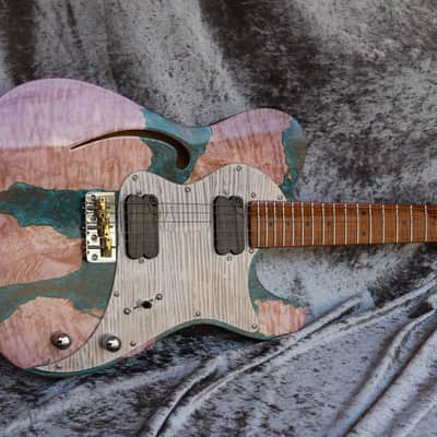 Build to order GB Liuteria Traditional Tele Semi Hollow fuchsia mapple and resin image 11