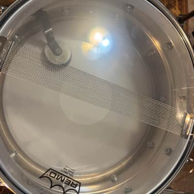Ludwig No. 400 Supraphonic 5x14" 10-Lug Aluminum Snare Drum with Pointed Blue/Olive Badge 1969 - 1979 Chrome-Plated image 7