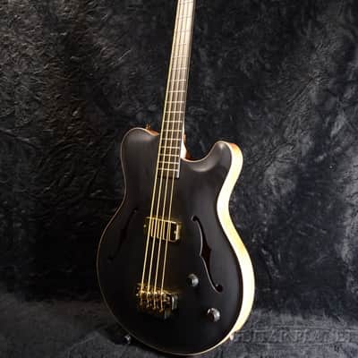 Nik Huber Rietbergen Bass w/Flame Maple Neck,Gold Hardware,Wood Knob -Worn Onyx Black- image 11