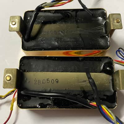 1978 Maxon PU-1 humbucker set Greco Mirage M900 8.47k + 8.3k 4 conductor leads – Relic gold original vintage made in Japan image 5