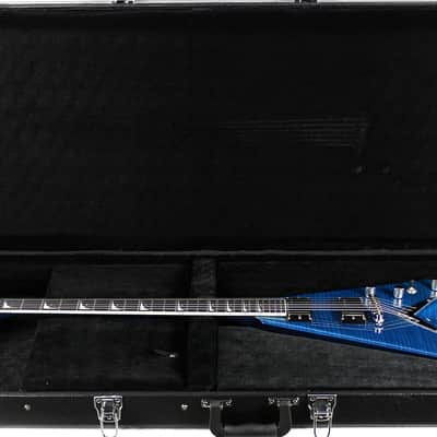 New! 2015 Dean Dave Mustaine VMNT Limited Edition Flying V Guitar - Trans Blue Flame Top! image 12