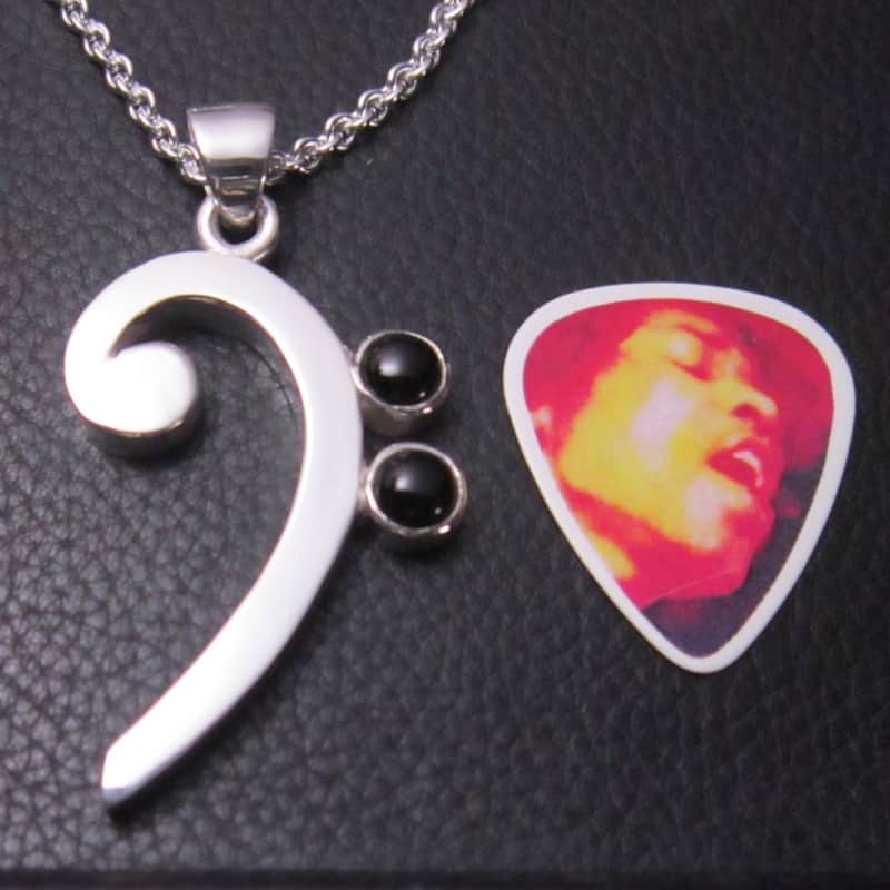 MJG Design. Sterling silver. BASS CLEF PENDANT & CHAIN. 15 Grams image 1