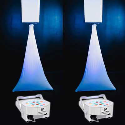 2 Rockville White 15" PA DJ Speaker Covers+Scrims+Stands+Lights 4 Wedding Church image 1