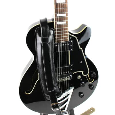Walker & Williams C-19-BB Black On Black Leather Vintage Slash Strap Extra Long image 3