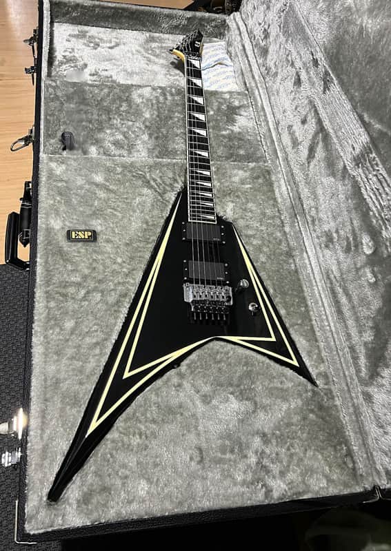 ESP E-II SV-STD BK - Black with white pinstripes image 1