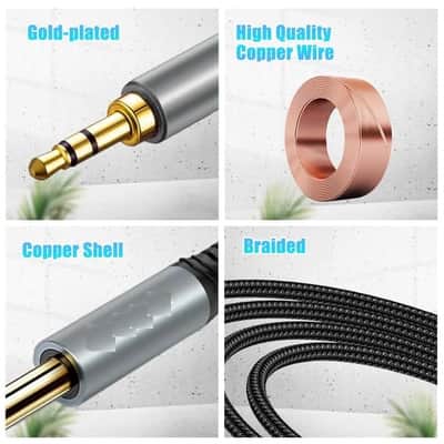 3.5mm to 6.35mm TRS Stereo Audio Cable, 6.35mm 1/4" Male to 3.5mm 1/8" Male TRS Stereo Audio Cable for iPod,Laptop,Home Theater Devices,Amplifiers and More (16.4 FT/5 Meter) image 3