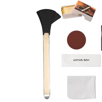 Guitar Bow Kit, 2-in-1 Horsehair Aluminum Alloy Guitar Bow Pick with Rosin Sandpaper Cloth Fun Acoustic Instrument Playing Tools Create Violin & Cello Sounds Creative Gift for Music Lover image 1