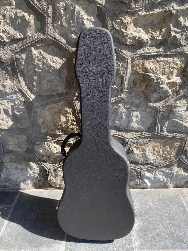 Vintage Hard Shell Acoustic Guitar Case - Red Velvet Interior image 1