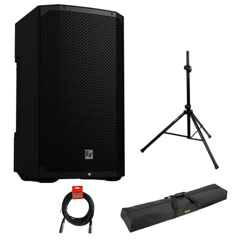 Electro-Voice EVERSE 12 Weatherized Battery-Powered Loudspeaker with Bluetooth Audio and Control (Black) Bundle with Auray Steel Speaker Stand, Speaker Stand Bag and XLR cable image 1