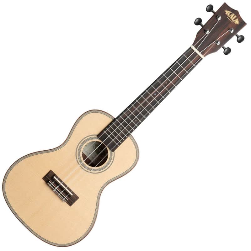 Kala Brand Solid Spruce Top Striped Ebony Concert Ukulele image 1