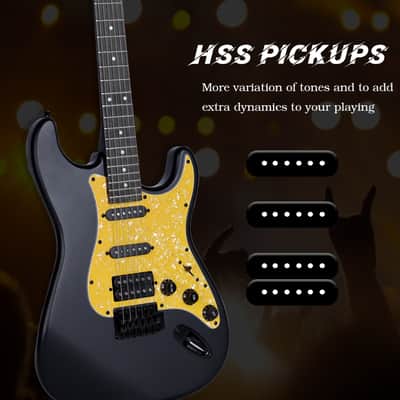 WINZZ EGS112H-BKM 39-inch ST Solid Poplar Wood Electric Guitar Kit HSS Pickup, Black Matte image 11