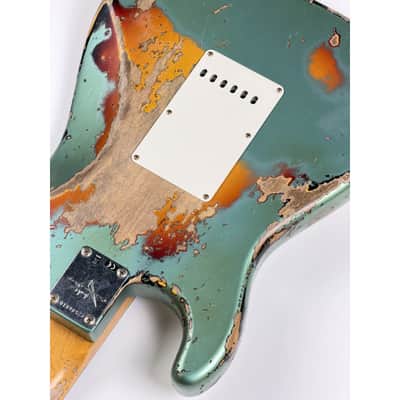 Fender CUSTOM SHOP STRATOCASTER 1965  - SUPER HEAVY RELIC SF Aged Sherwood Green Metallic over 3 Ton Sunburst image 17