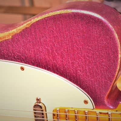 American Fender Custom Telecaster 2017 Magenta Sparkle Heavy Relic Lindy Fralins image 8