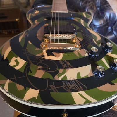 Zakk Wylde Les Paul Custom Camo Bullsye 50th Anniversary Black Sabbath Artist Signed Guitar image 17