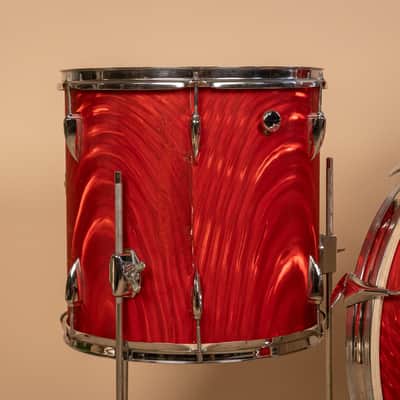 Vintage Mica-Sonic MIJ Red Satin Flame Drum Set image 8