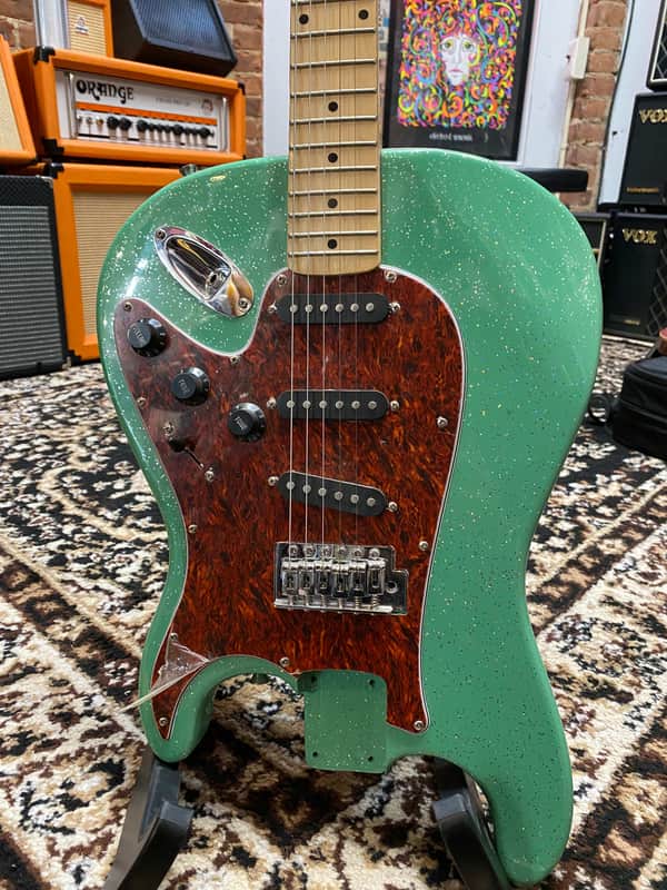 Flipped ?-Style Guitar Seafoam Green Sparkle Finish image 1