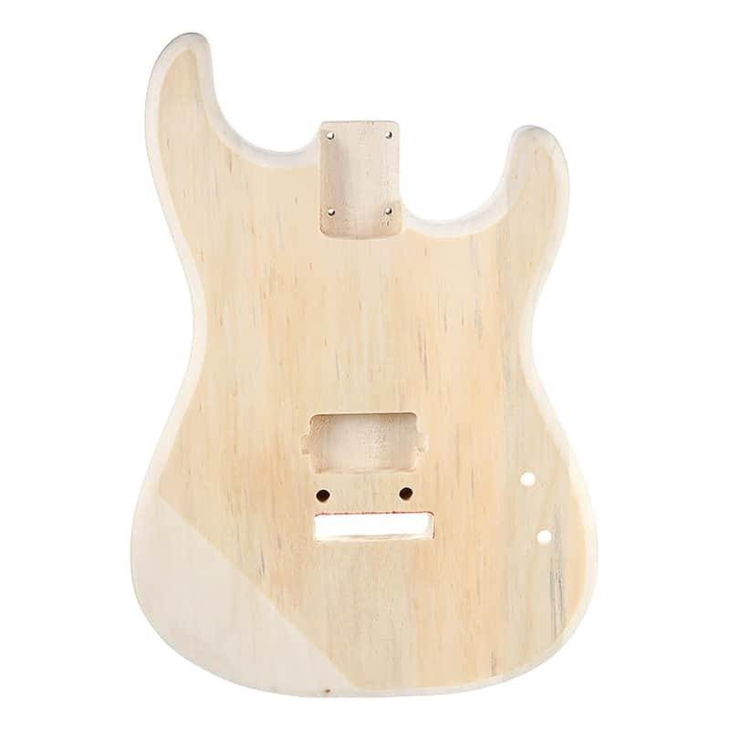 Electric Guitar Unfinished Poplar Wood with Single Pickup Hole for ST Electric Guitar Replacement Part,Three-Part Double-Tuned Soundhole Guitar Body image 1
