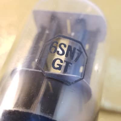 Sylvania Matched Pair (2) 6SN7GT tNOS AT1000 TESTED Vacuum Tubes T3 Tall Boy 2-hole black in-facing T plates dual triode 1949-1953 image 9