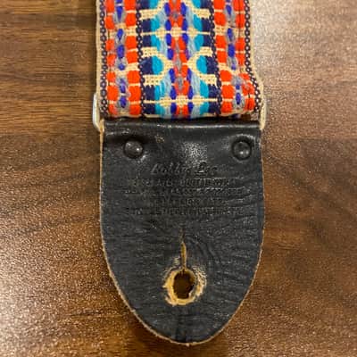 Vintage 1970s Bobby Lee Guitar Strap Southwestern Red/White/Blue Ace Style image 4
