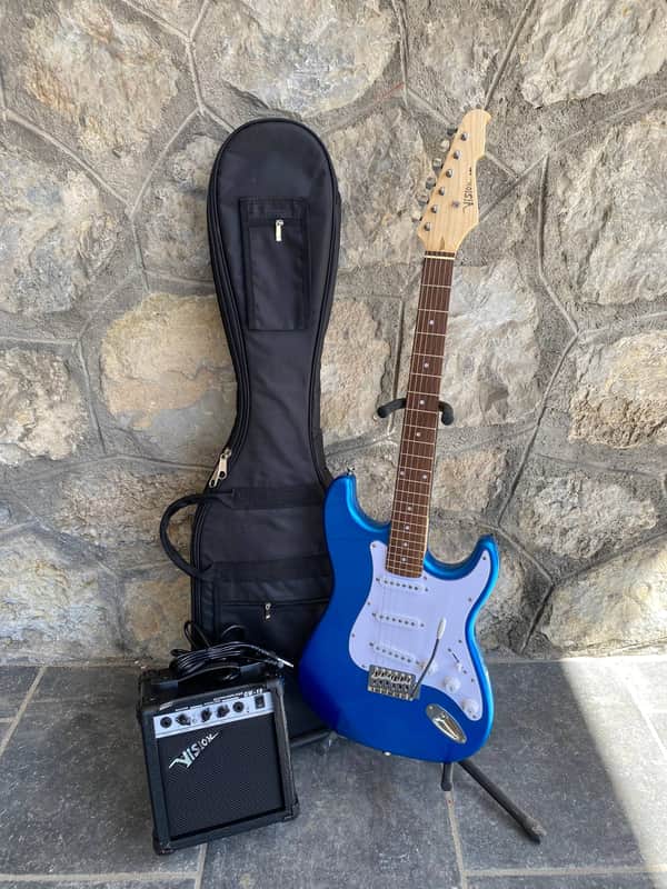 Vision Stratocaster ST5 Electric Guitar Starter Kit - Electric Blue - NEW image 1