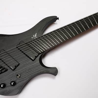 Agile 8 String Multi-Scale Fan Fret Chiral Nirvana 82528 RL MOD SS Flat Black Headless Electric Guitar image 4