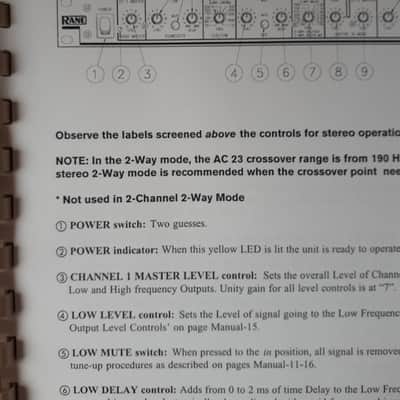 Operator's Manual for Rane AC 23 Active Crossover image 2