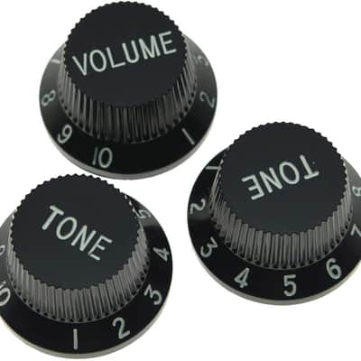 Set of 3 Black ST Strat Style Guitar Knob Volume Tone Knobs image 2