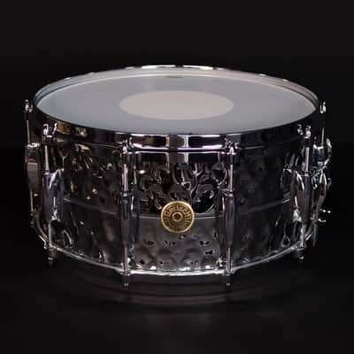 Gretsch 14" x 6.5" Hammered Chrome over Brass Snare Drum image 2