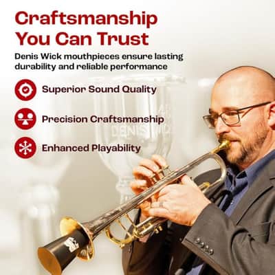 Denis Wick Classic Trombone Mouthpiece Silver Plated, 5880-12CS - V-Type Design for Balanced Tone & Smooth Response - Small Shank Fitting Trombone Accessory 24.7 x 6.5 x 6.1mm image 6