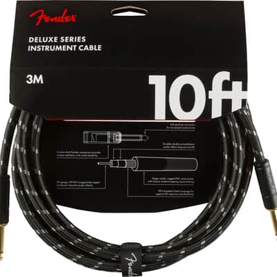 Fender Deluxe Series Instrument Cable, Straight/Straight, Black Tweed - 10 Foot image 2